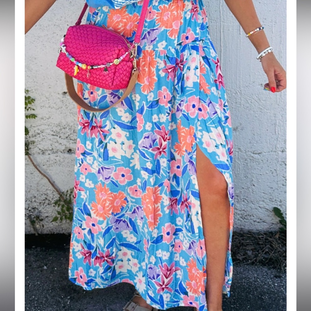 Floral Blue and Orange Women's Skirt